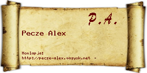 Pecze Alex névjegykártya